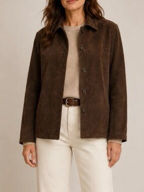 Danielle Martin vintage 90’ Brown Suede Leather Jacket /Barn Coat Sz M